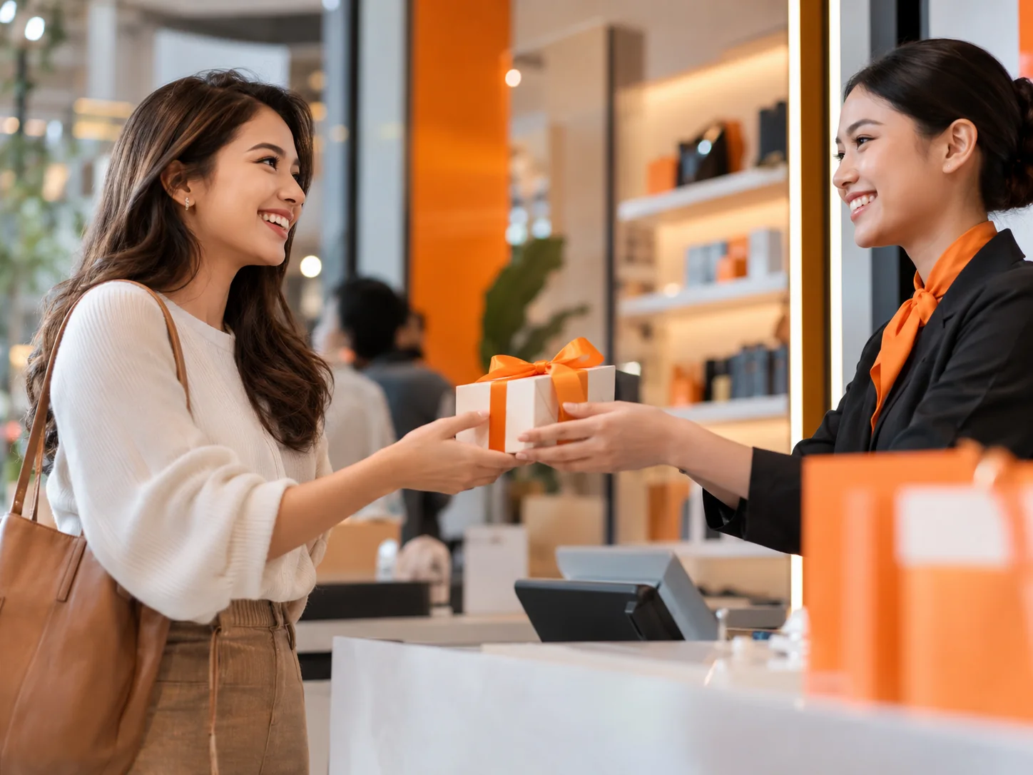 Retail customer receiving a reward